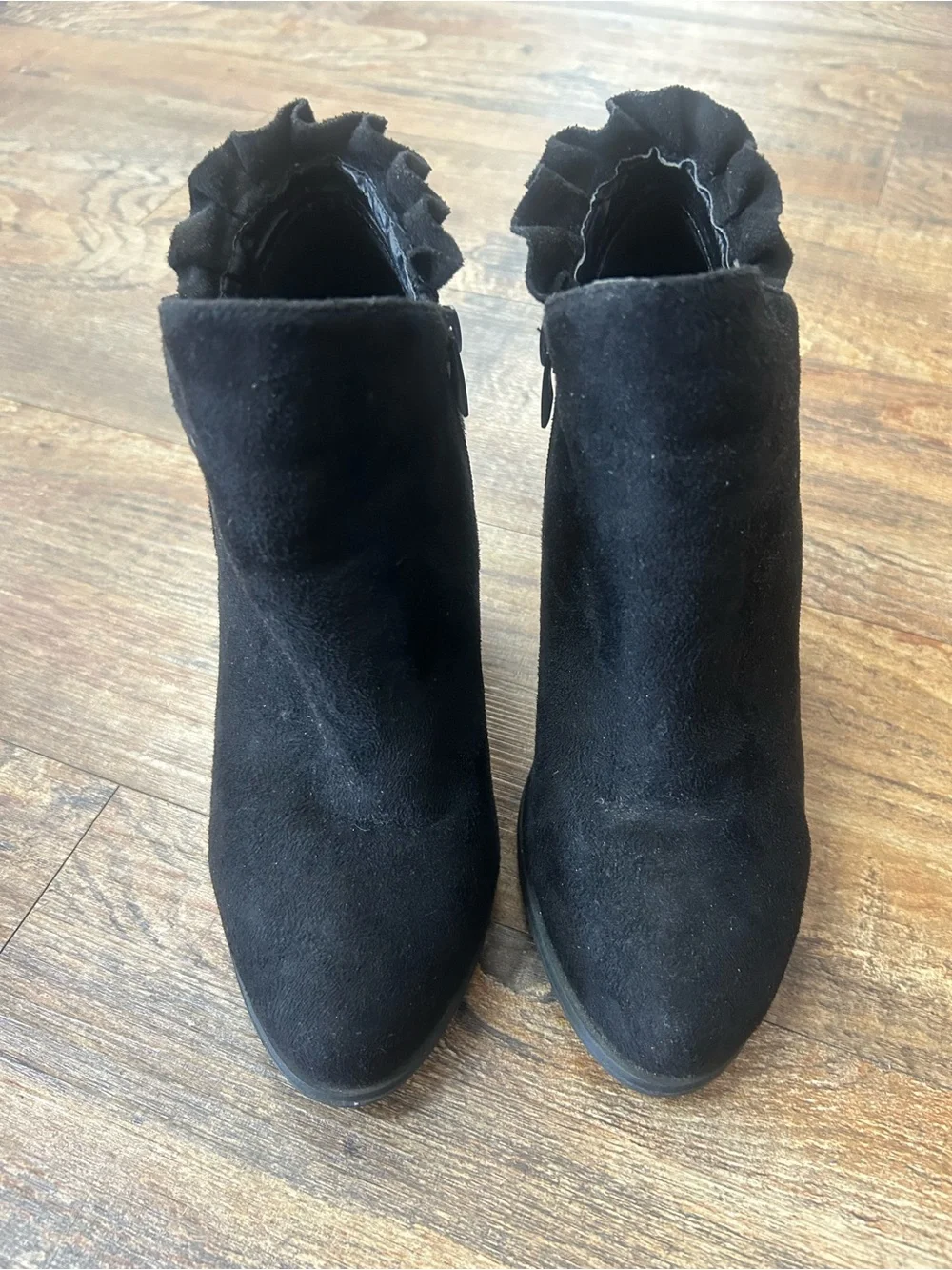 Forever Black Suede-Look Ankle Booties with Block Heel